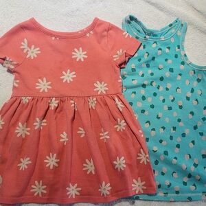 Cat & Jack Coral Floral and Aqua Patterned Dress Set